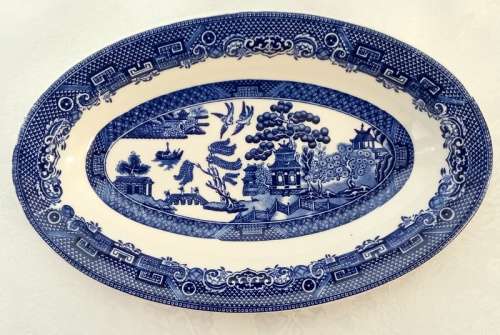 Johnson Bros England Blue Willow Pattern Gravy Boat and Plate