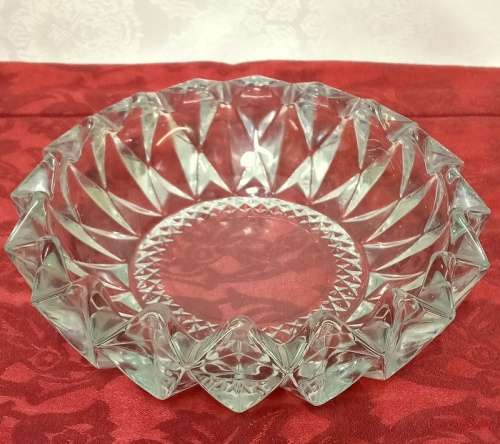 Retro 1970s Kig Indonesia Round Clear Glass Ashtray