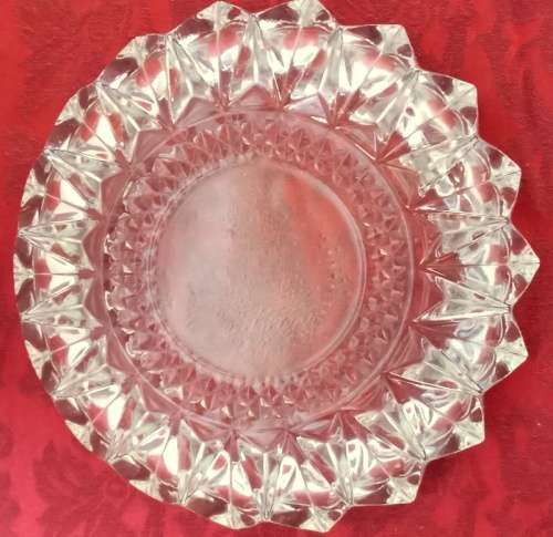 Retro 1970s Kig Indonesia Round Clear Glass Ashtray
