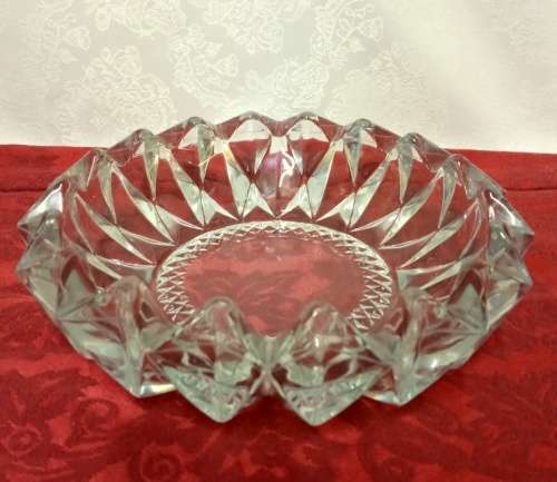 Retro 1970s Kig Indonesia Round Clear Glass Ashtray