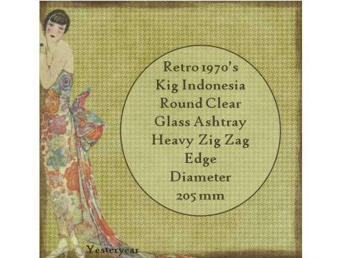Retro 1970s Kig Indonesia Round Clear Glass Ashtray