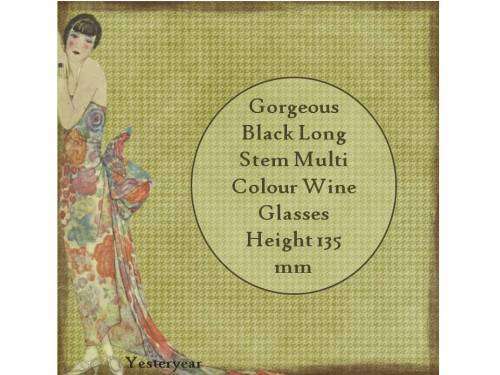 Gorgeous Black Long Stem Multi Colour Wine Glasses
