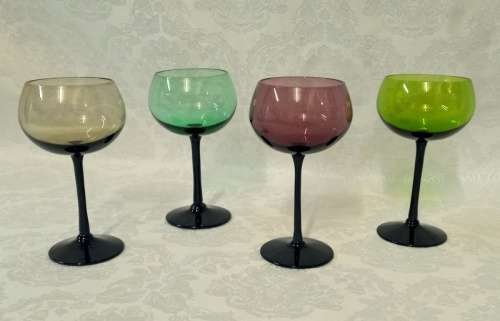 Gorgeous Black Long Stem Multi Colour Wine Glasses