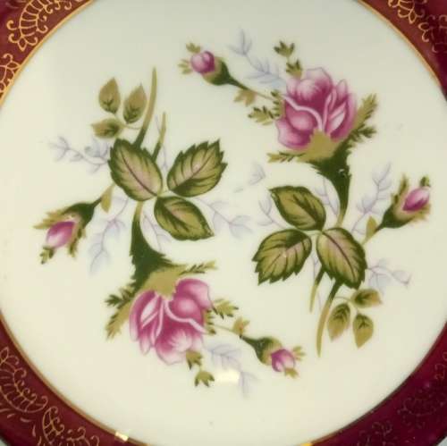 Vintage Iridescent Red Rose Dish - Made in Japan