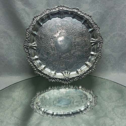 Vintage silver-plated round tray