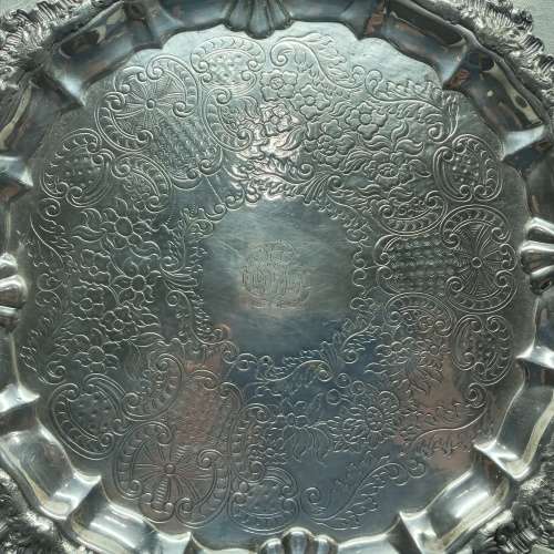 Vintage silver-plated round tray