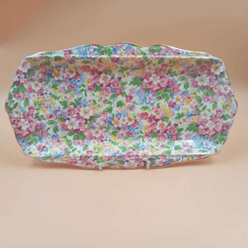 Vintage James Kent, Longton, Made in England. ` Apple Blossom` snack tray.