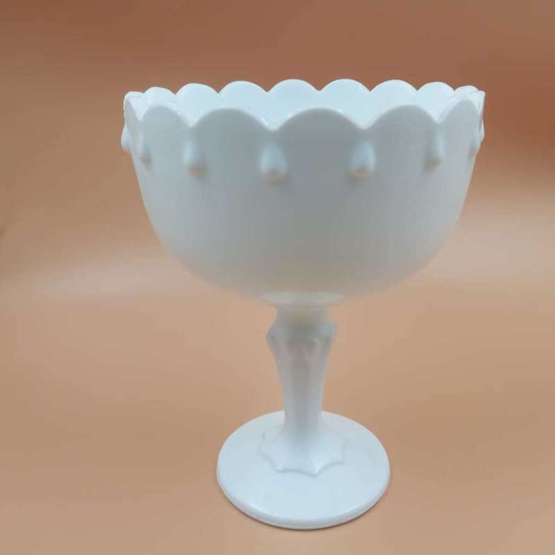 Circa 1960 Indiana Teardrop pedestal milk glass bowl