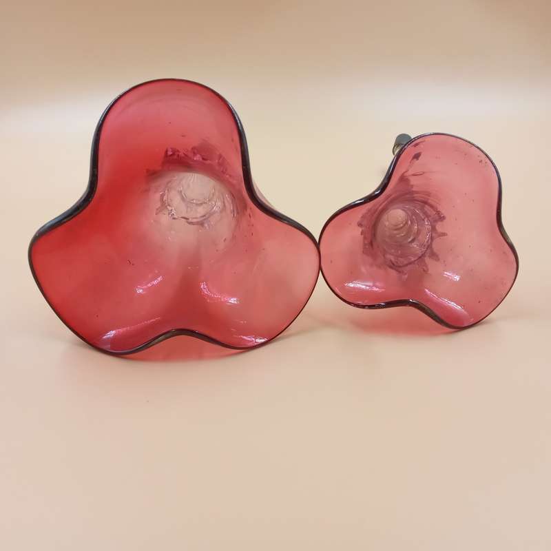 Victorian cranberry glass epergne trumpets