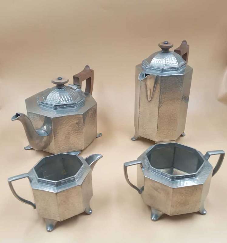 Art Deco Pewter Sheffield Coffee / Tea Set