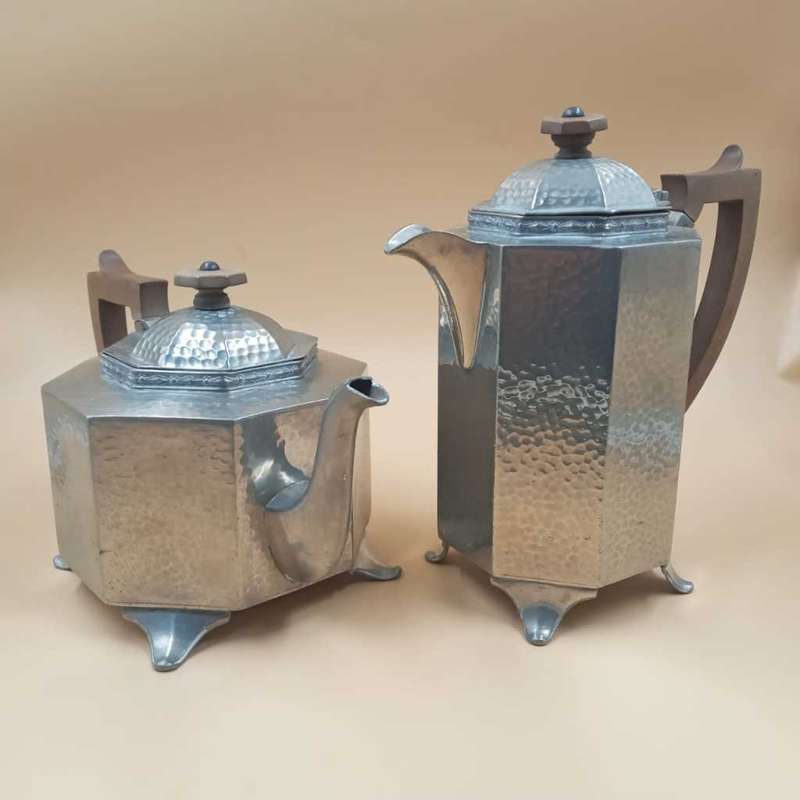Art Deco Pewter Sheffield Coffee / Tea Set
