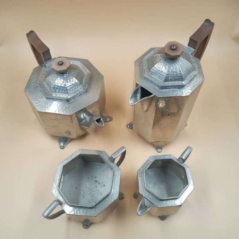 Art Deco Pewter Sheffield Coffee / Tea Set