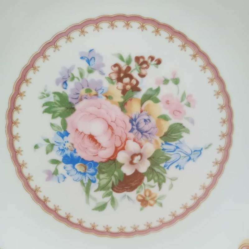 Pink and roses plate.  Spring Garden by Fine China Collection.