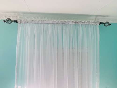 FROSTED SCALLOP CURTAIN  ** 5m x 230cm **  Hurry dont get LEFT  *  WHITE ONLY * READY TO HANG