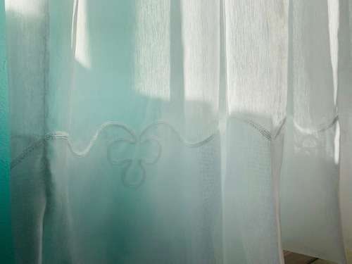 FROSTED SCALLOP CURTAIN  ** 5m x 230cm **  Hurry dont get LEFT  *  WHITE ONLY * READY TO HANG