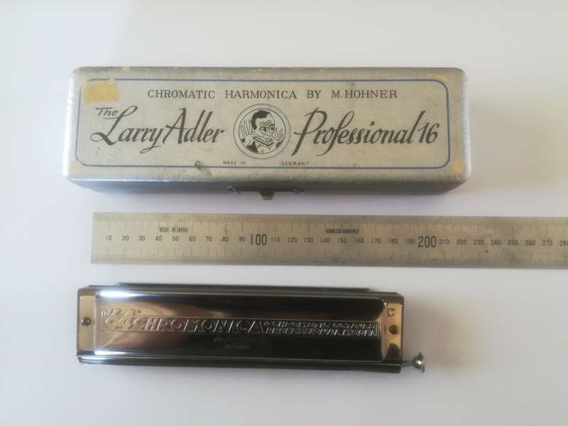 2 X Vintage M. Hohner Harmonicas - Larry Adler Professional 16  and Super Chromonica Harmonica