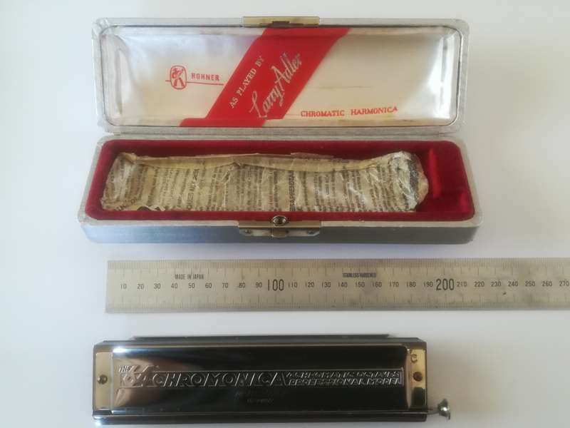 2 X Vintage M. Hohner Harmonicas - Larry Adler Professional 16  and Super Chromonica Harmonica