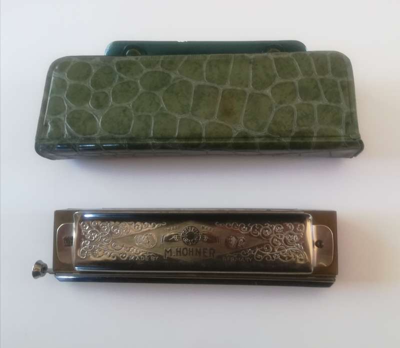 2 X Vintage M. Hohner Harmonicas - Larry Adler Professional 16  and Super Chromonica Harmonica