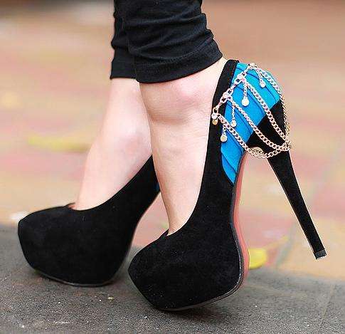 Hidden Platform Heels with Back Detail Blue (Size 2.5 - 6)