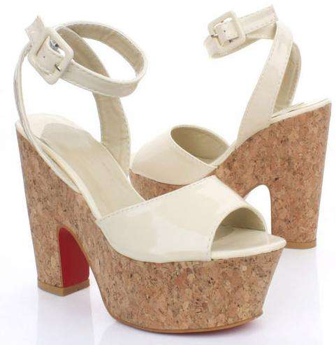 Retro Cork Platforms in White / Pink / Black (Size 2.5 - 6)