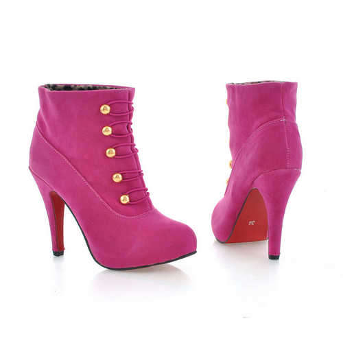 Suede High Heel Ankle Boot in Pink (Size 2 - 8)