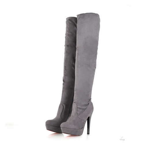 13cm High Heel Thigh High Boots in Red, Grey, Black, Brown (2 - 6)