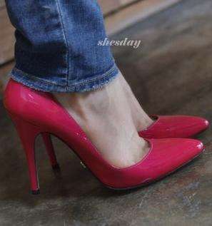 Cuspid Toe Heels in Patent Leather Pink / Blue / Black (Size 2.5 - 6)