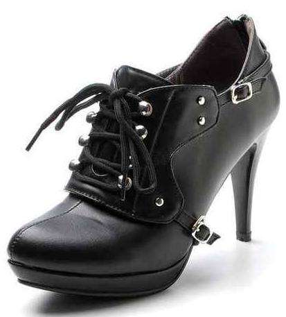 Lace Up Short Booties in Black / Camel (Size 2 - 8)