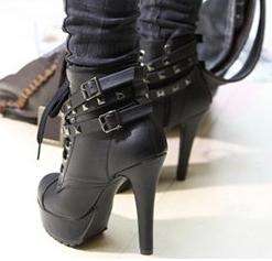 Belted Lace Up High Heel Platform Boots (Size 2.5 - 6.5)