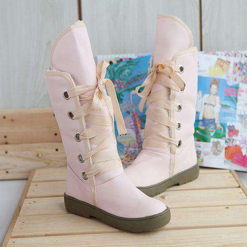 Lace Up Snow Boots in Pink (Size 2 - 8)