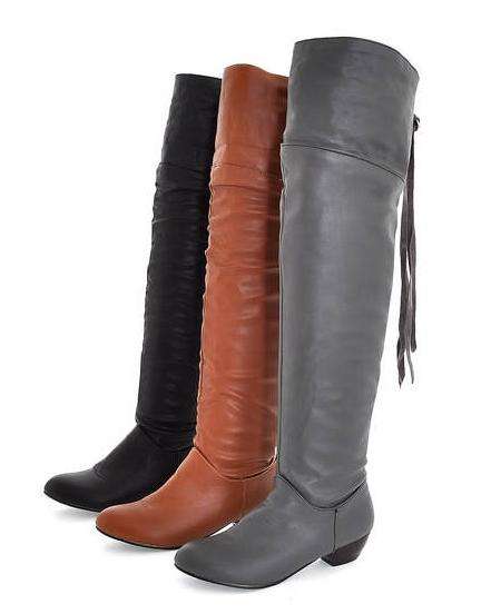 Thigh High Boots in Grey, Black, Tan (Size 2.5 - 8)