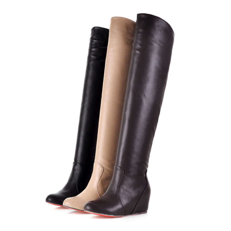 Thigh High Boots with Fur Inner in Black / Brown / Nude (Size 2 - 6)