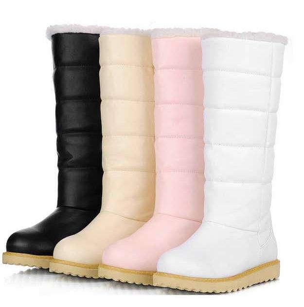 Retro Warm Snow Boots in Cream / White / Pink / Black