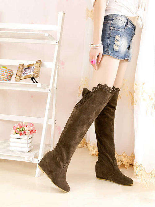 Victorian Style Thigh High Boots in Brown/ Black / Grey / Pink (size 2 - 6.5)