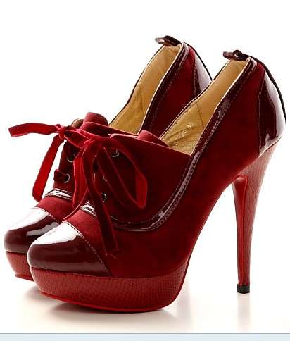 Lace Up Booties in Red