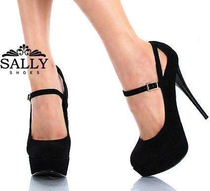 Elegant High Heels in Black Suede