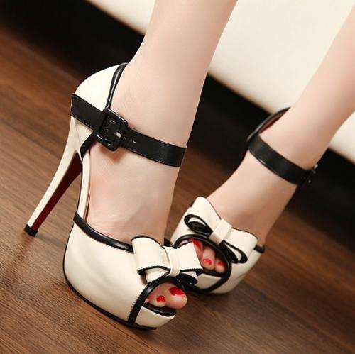 Vintage High Heel Sandals with Bow