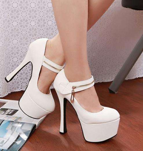 15.5 cm High Heel Platforms in White