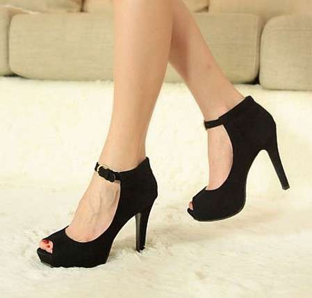 SALE - Peep Toe Sueded Heel with Strap