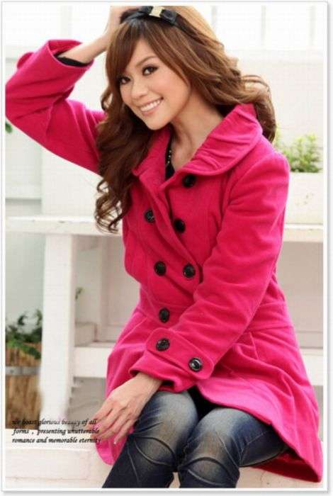 Super Hot Pink long coat Size (S-M-L)