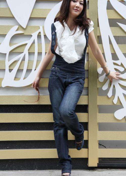 Straight Jean Long Jumpsuit Deep Blue
