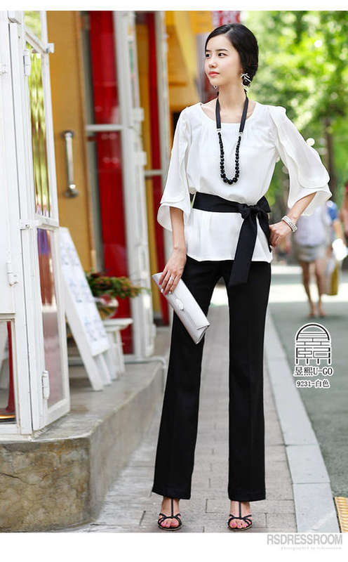 Half Sleeve Pleated Chiffon Blouse