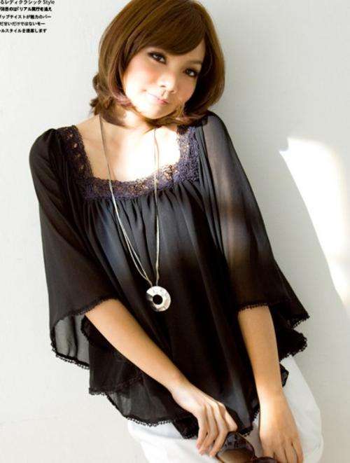 Dollman Sleeve Chiffon Blouse