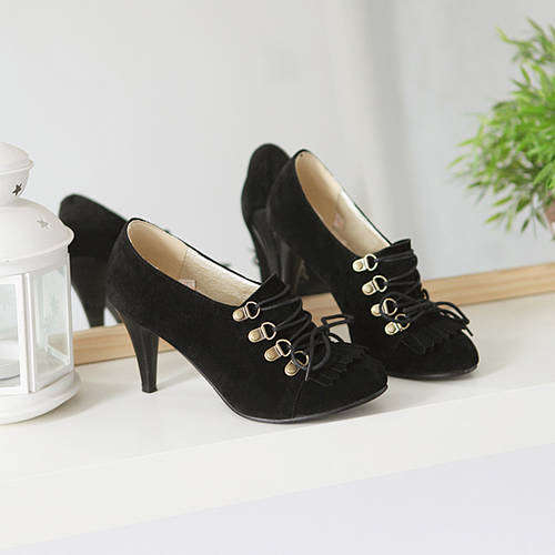 Romantic Bohemian Style high-heeled shoes Black (Size 2-8)