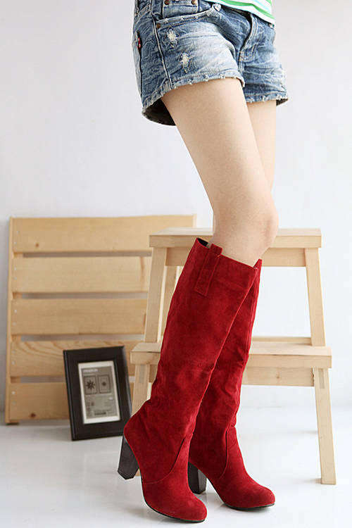 Comfy Red Suede Boots ( Size 2 - 8 )