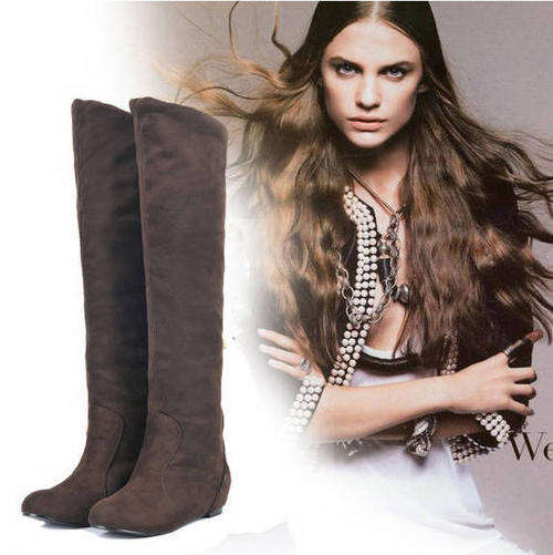 !!Popular!! Very High Flat Suede Boots ( Size 2 - 8 )