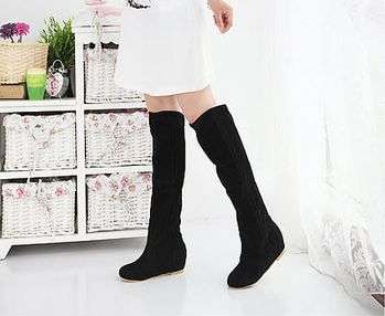 !!!NEW!!! High Suede Flat Boots in Black (Size 2 - 8)