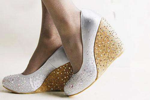 !!!NEW!!! Designer Diamante Decorated Wedges in Silver ( Size 2.5 - 6 )