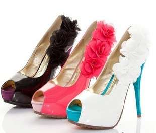 !!RESTOCKED!! Double Colour Flower Decorated Kitten Heels (Size 2 - 5.5)