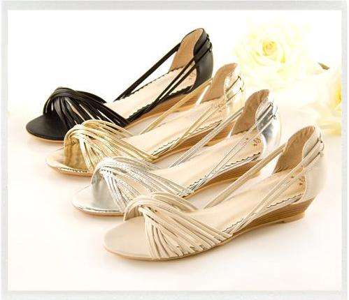 !!NEW!! Strappy Short Wedge Sandals in Cream, Black, Silver, Gold (Size 2 - 8)